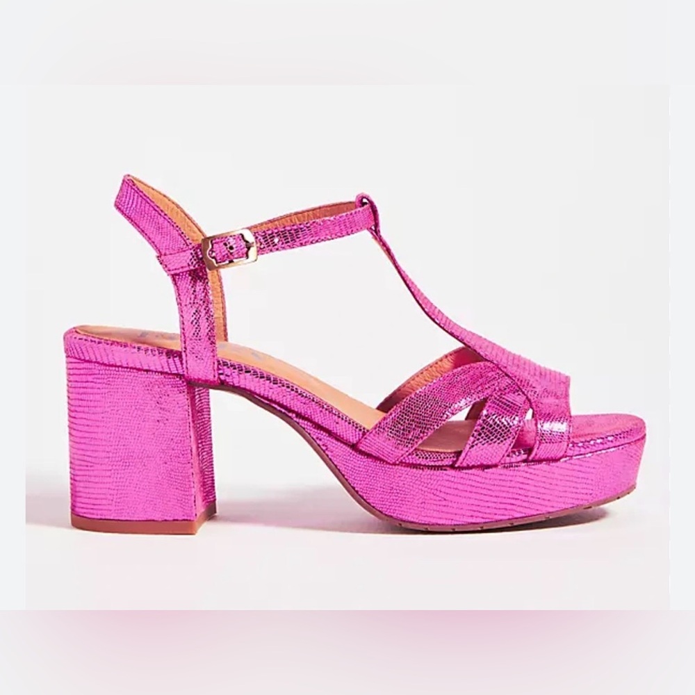 Anthropologie Fuchsia Platform Sandals
